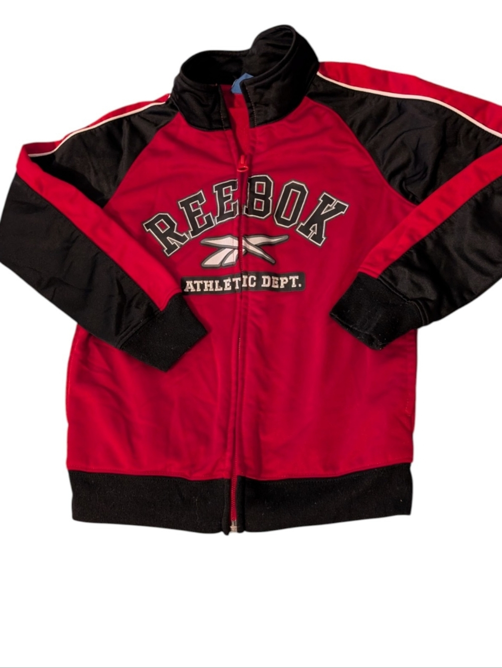 Reebok Y2K Kids Nylon Full Zip Jacket Red Black Size 6 Youth